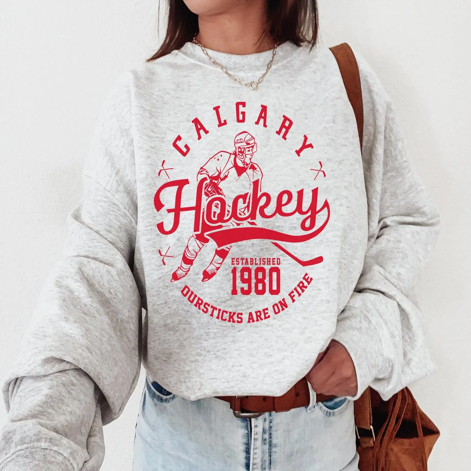 Vintage Calgary Hockey Crewneck Sweatshirt, Calgary 1980 Sweater , Flames Sweater, Gift For Fan, Retro Calgary Ice Hockey, Flames Hockey Sweatshirt