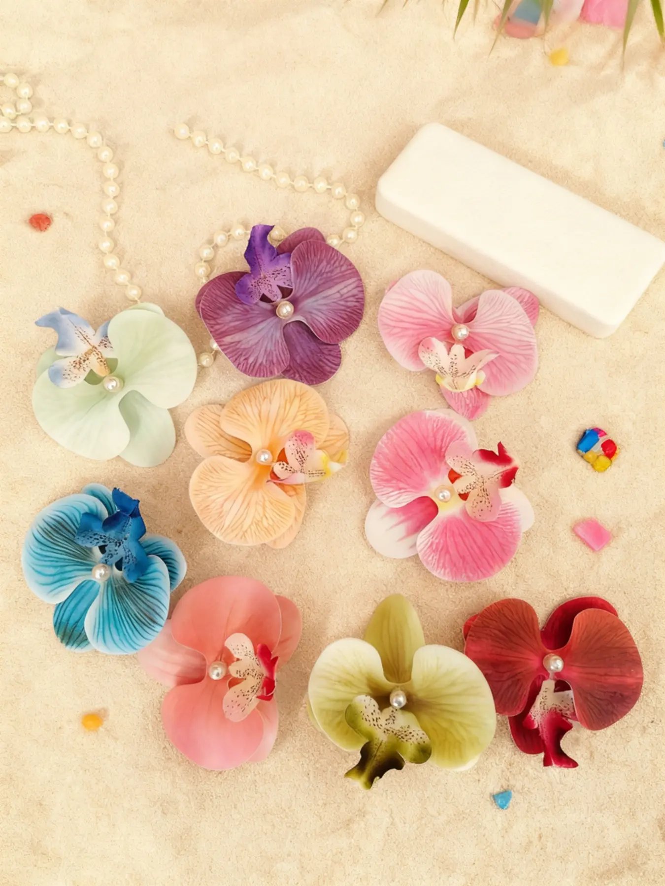 Mother's Day Gift 9 Piece Sweet Orchid Pearl Decorative Hair Clips Set, Butterfly Clips, Multicolor Flower Side Clip Accessories for Girls, Summer Cute Girl Orchid Pearl Hair Claws, Tropical Hair Accessories