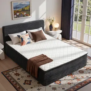 ALTRIGUS Boneless Bed 2-in-1 Upholstered Platform Bed with Headboard, Modern Floor Bed Queen Full Twin,No Assembly Required,Bed in A Box Gift for RV, Bedroom,Guest Room