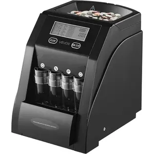 VEVOR USD Coin Sorter with LCD Screen Holds up to 200 Coins 4 Coin Tubes