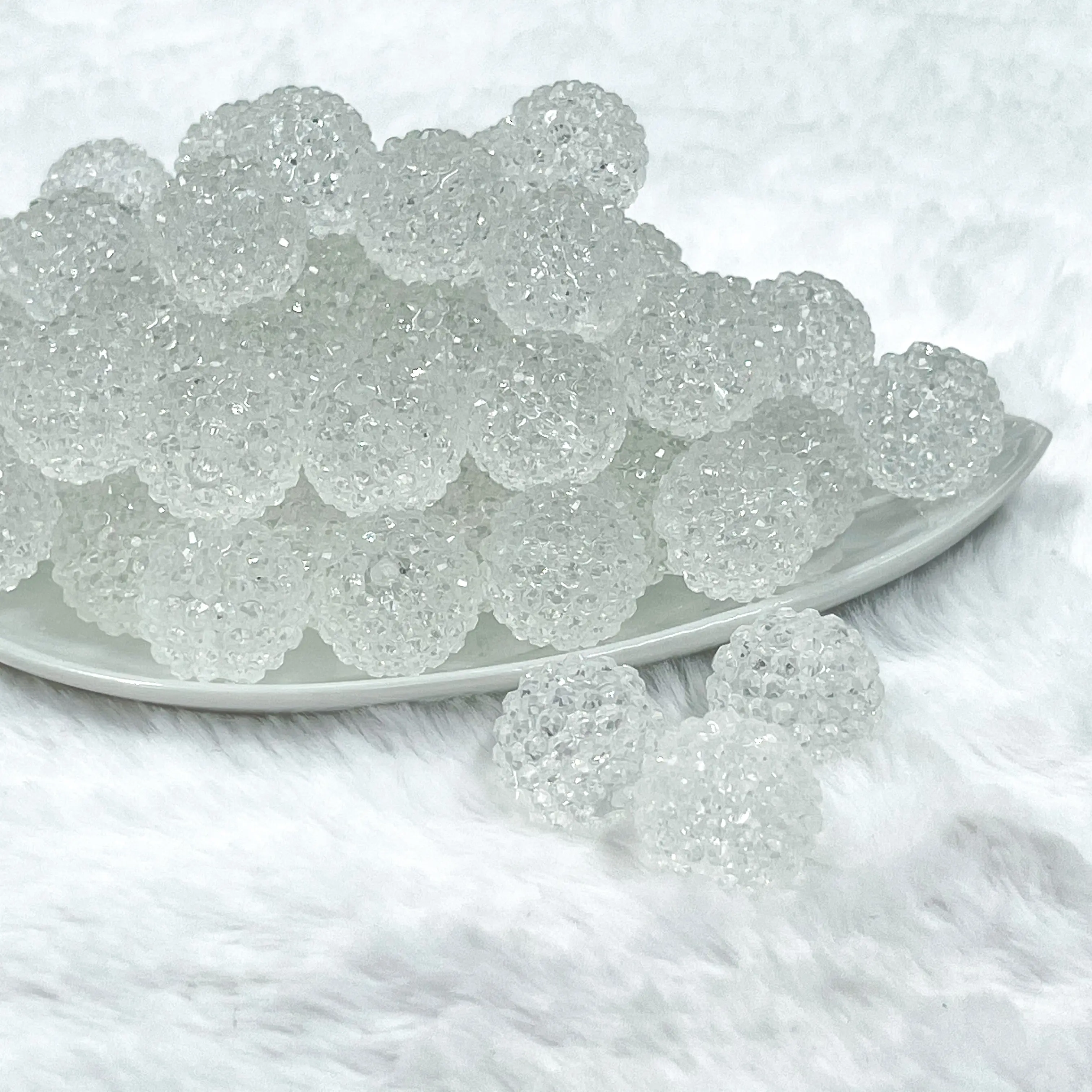 20mm Clear Rhinestone Bubblegum Beads