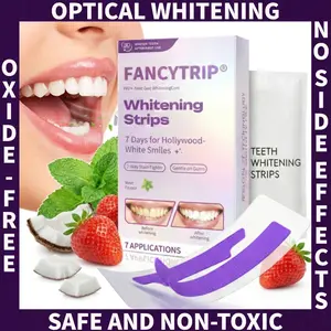 FANCYTRIP 7-Day Rapid-Effect Teeth Whitening Strips  Upgrade Edition Purple Teeth Whitening Strips（Strawberry/Mint/Coconut）Fresh Breath & Color Correction, Safe for Enamel, Non-Sensitive, Peroxide-Free - Oral