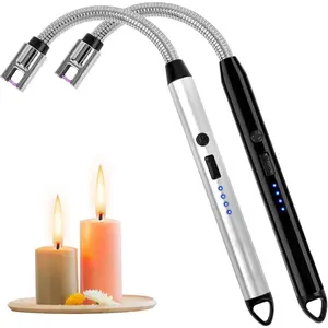 2-Pack USB Rechargeable Plasma Arc Lighter| Flexible Neck Windproof Flameless Lighter (Silver & Black)| Perfect for Candles, BBQ, Fireplaces & Gifts