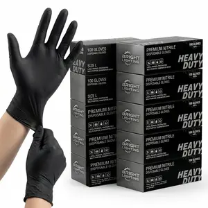 Heavy-Duty Black Nitrile Gloves 100pcs Hybrid Vinyl Medium Size Powder-Free Chemical-Resistant for Cleaning Tattoo Hair Dyeing Food Grade Gloves