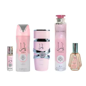 Lattafa Yara 5-Piece Mega Luxury Fragrance Bundle for Women – 3.4 Oz Perfume, Air Freshener, Body Spray, 1.7 Oz Perfume & Oil