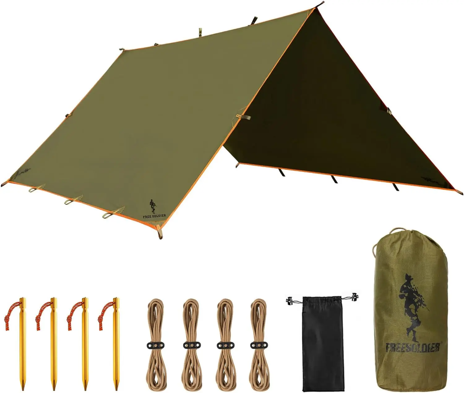 Waterproof Portable Tarp Multifunctional Outdoor Camping Traveling Awning Backpacking Tarp Shelter Rain Tarp (Camo)