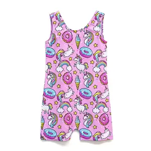 Girls' Sleeveless Gymnastics Leotard | Colorful Print | All-Season Dance & Training Bodysuit