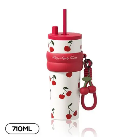 [Sidagar] Cute Water Bottle For Women Tumbler Cup, Heart Silicone Band Drinkware With Bracelet Charm, Giftable Coffee Cups Style, Leak-Proof Straw Lid, Portable Flask, Wide Mouth, Slim Base Fits Car Cup Holder, 24oz