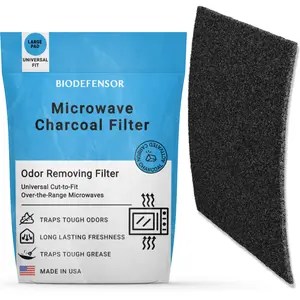 Biodefensor Microwave Charcoal Filter Replacement - Cut-to-Fit Any Over the Range Hood Model, Eliminates Cooking Grease, Odors, Smoke & Fumes