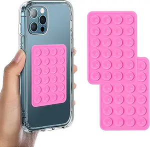 2 Pack Silicone Phone Grip Holder, Non Slip Sticky Grip For Cellphone, Silicone Adhesive 24 Suction Cup Phone Mount, Hands-Free Mobile Holder For Selfies and Videos, Strong Grip For Smartphones.