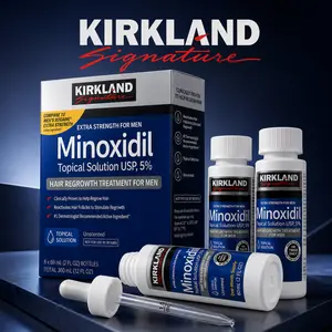 Kirkland Minoxidil 5% Hair Care Serum Daily Scalp Drops Topical Serum Kit for Thicker & Fuller Looking Hair - Premium Men's Grooming & Nourishing Personal Care Routine with Precision Dropper