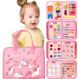 Busy Board For Toddlers 0-36 Months, Dress-up Game, Montessori Toys For 1-4 Year Old, Sensory Preschool Learning Toy, Quiet Books, Birthday Gifts For Girls, Travel Toys For Airplane Car