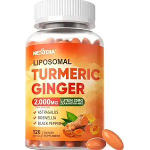 Liposomal Turmeric Curcumin and Ginger Supplement Softgels 2000mg, 95% Curcuminoids, Organic Turmeric Root Extract with Black Pepper for Superior Absorption, Plus Lutein Zeaxanthin, Non-GMO, 120 Pills