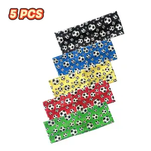 5-Piece Soccer Headbands Set, Elastic Sports Sweatband for Men & Women, Quick-Dry Football Print Running Yoga Fan Band