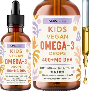 Vegan Omega 3 Liquid Drops for Kids with Algae Oil & Vegan DHA | Fruit Flavor | Immune, Eye, and Brain Support for Children Age 2+ | Omega 3 | Non-GMO, Third-Party Tested | 1 Fl Oz, 30 Servings