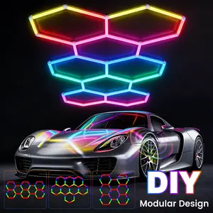 High Quality 8-Grid RGB Hexagon LED Light, Water Resistant, with Remote, Music Sync Mode, 358+ Colors, Adjustable Brightness - Home & Commercial Lighting for Gym, Barbers, Parties, Gaming Spaces