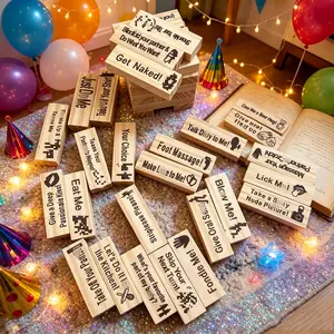 Lust Tower Naughty Jenga for Adults - 48PCS Spicy Wooden Stacking Blocks Game for Couples & Adult Parties, Freaky Truth or Dare Challenges for Date Night & Bachelorette