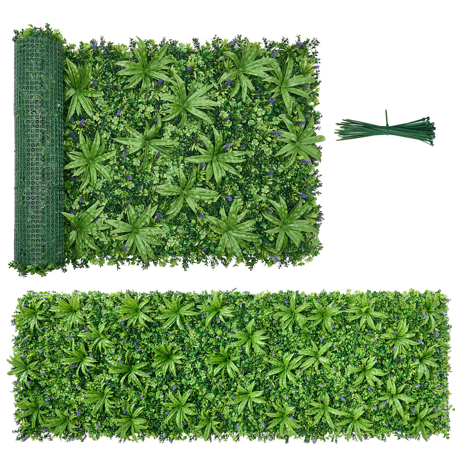 VEVOR 1 Piece Lifelike 3D Decorative Artificial Boxwood Plant Wall Panel, 40x120in Sunproof Fade-Resistant PE Mesh Greenery, Photo-Worthy Green Wall Decor for Balcony Garden Privacy Cover