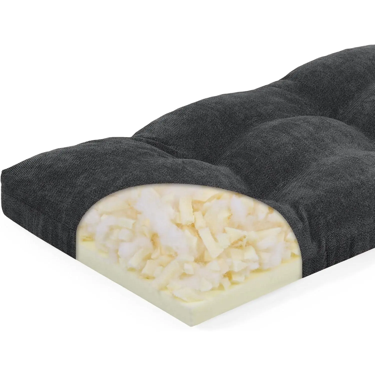 36 Inch Bench Cushion, Dual-Layer  Design Memory  Indoor Outdoor Rectangle Bench Seat Cushion, Non-Slip Standard Size Rectangle Seat Pad with Ties, 36x15x3Inch, Black
