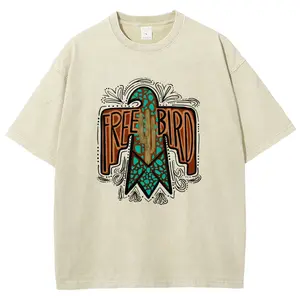 Free Bird Washed T-shirt Women's Cotton Graphic Tee Comfortable Fittable & Breathable Everydaywear Essential Top for Casual Outfits