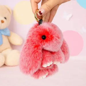 Handmade Bunny PomPom Keychain withr, Holiday & Birthday Gift, Charm Accessory forAnxiety Relief Pendant
