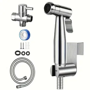 Toilet Shattaf Adapter Hose Bidet Spray Stainless Steel Handheld Shower Head US