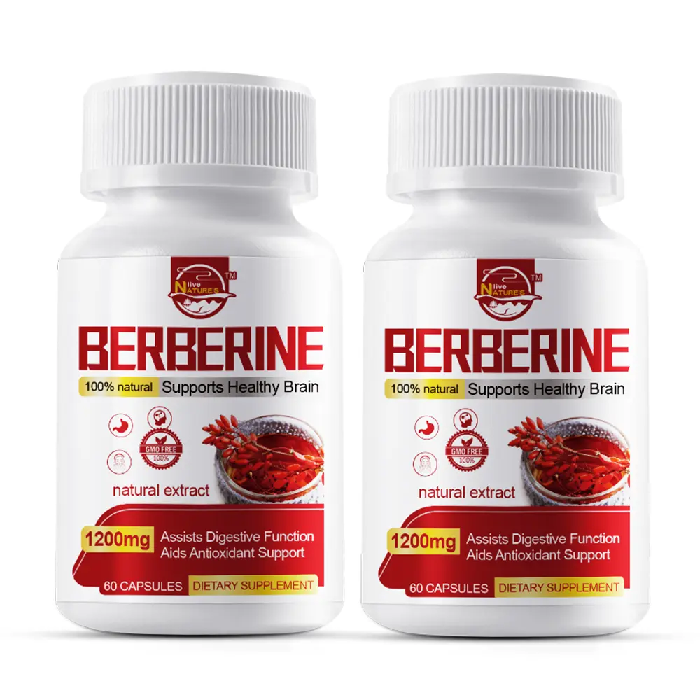 2 Pack Berberine HCL Extract Capsules 1200mg High Potency Anti-inflammatory,Healthy Cholesterol,Blood Sugar Support, 2 X 60 Vegetarian Capsules - Gluten Free & Non-GMO Supplement Natural