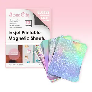 Koala Holographic Laminate & Printable Magnetic Sheets for Sticker & Fridge Magnet DIY 4 Patterns 6 Sheets Bonus Clear Laminate Scratch Proof Waterproof