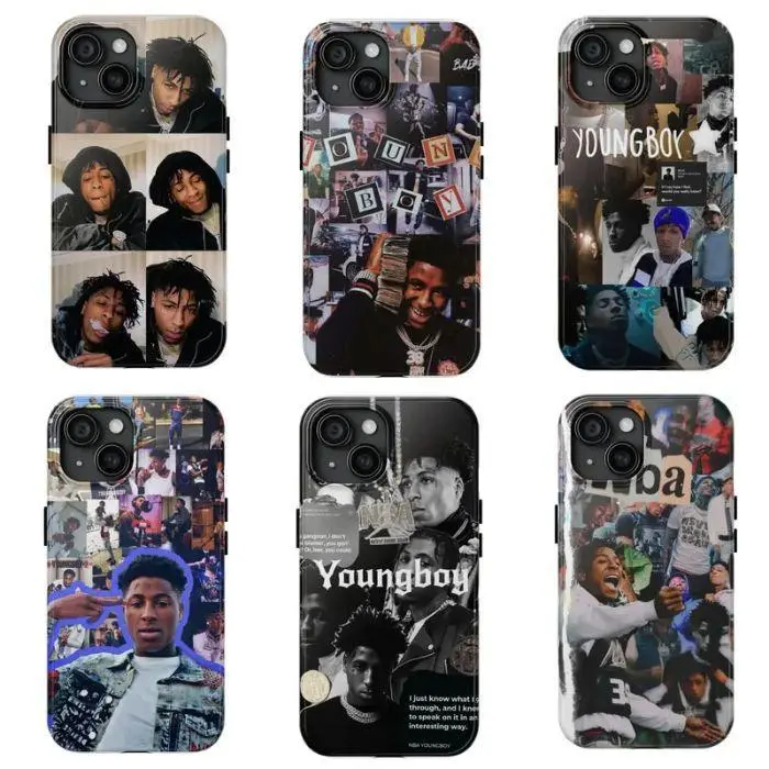 Rapper YoungB0y Phone Case - High Quality TPU Plastic for Apple iPhone 15 14 13 12 11 Pro 17 17pro 17pm 17air Mini Waterproof Black Cover with Collage Design