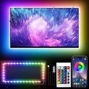 TV LED Backlight Lamp, RGB TV Backlit Strip Remote Control, Music Sync Bluetooth-compatible APP Controlled Light Bar, USB Powered for Bedroom Game Room Decor, Led Ambient Lighting, Vibrant Rgb Lighting, Smart Led Light