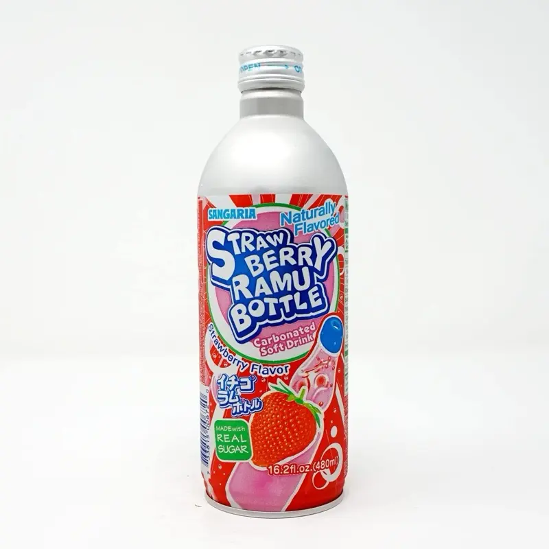 Sangaria Strawberry Ramu Bottle - 16.2 fl oz Carbonated Soft Drink with Real Sugar - Naturally Flavored Beverage