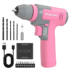 #fathersdaygift WORKPRO Cordless 8V Drill Driver Set, 2Ah Electric Power Drill with 3/8'' Keyless Chuck, 15pcs Bits & 1 Type-C Charging Cord for Drilling and Screwing