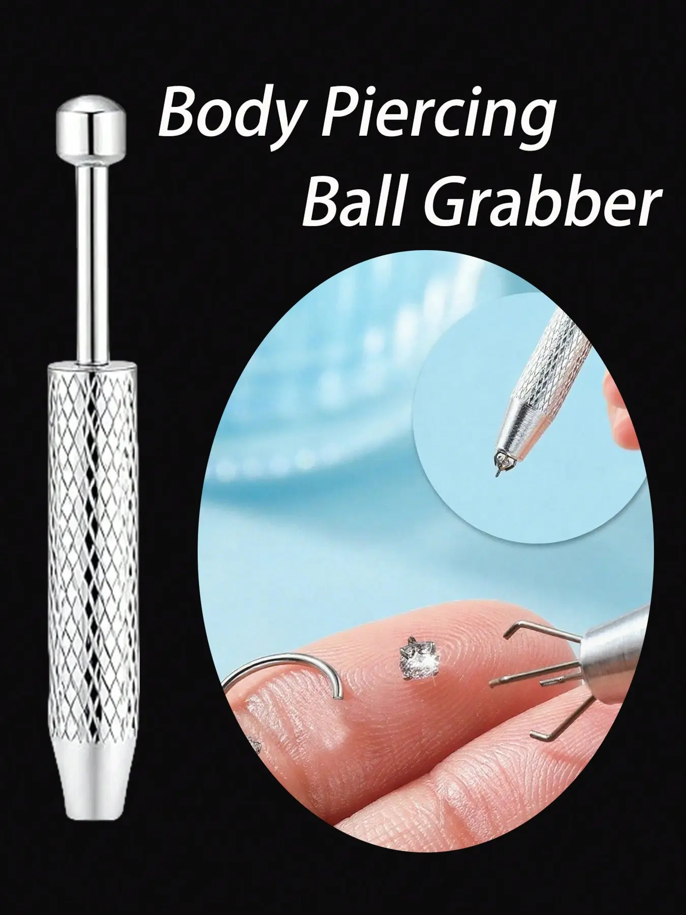 Body Piercing Cone Ball Grabber Tool, Stainless Steel Compact Versatile Jewelry Catcher for Nose Rings, Nose Hoop, Nose Cuff, Earrings, Lip Studs, Eyebrow Piercings, All Seasons Use