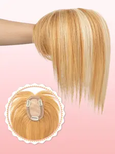 Women's Real Human Hair Toppers, 8-14 Inch Straight Hair with Bangs, Realistic Scalp & Large Base, Naturally Conceal Thinning or Balding on Top, Comfortable for Daily Wear, Versatile for Commute & Daily Life