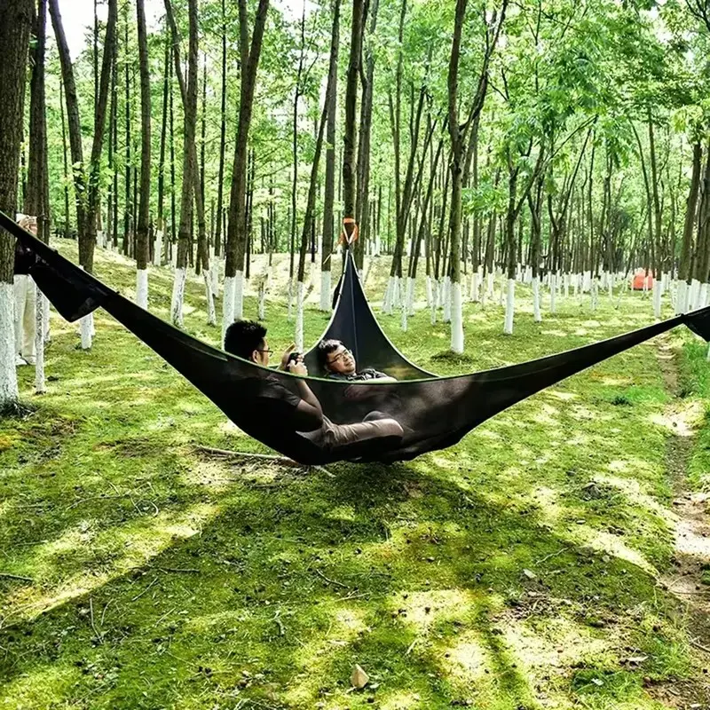 Heavy-Duty Triangle Hammock with 440LB Capacity – Oversized 110" Portable Outdoor Hammock with Straps & Storage Bag, Durable Breathable Polyester Mesh for Camping, Backpacking & Garden Relaxation, Polyester Fabric Hammock