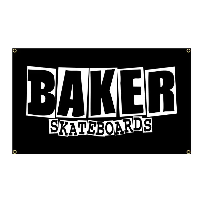 Bakers Skateboards Kick Push Flag Printed Tapestry Wall Mural - Durable Polyester Home Textile with Light White Cotton-Linen Cloth, Decorative Indoors/Outdoors Home Wall Decor