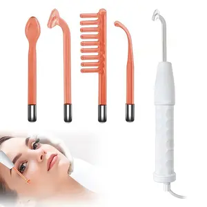 US standard plug, multifunctional 4-in-1 facial high-frequency wand, handheld high-frequency facial beauty machine with 4 neon tubes, household facial, head, and neck massagers, Halloween gifts for girlfriends and mothers, Christmas gifts