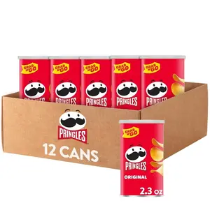 Pringles Potato Crisps Chips, Lunch Snacks, Office and Kids Snacks, Grab N' Go, Original (12 Cans)