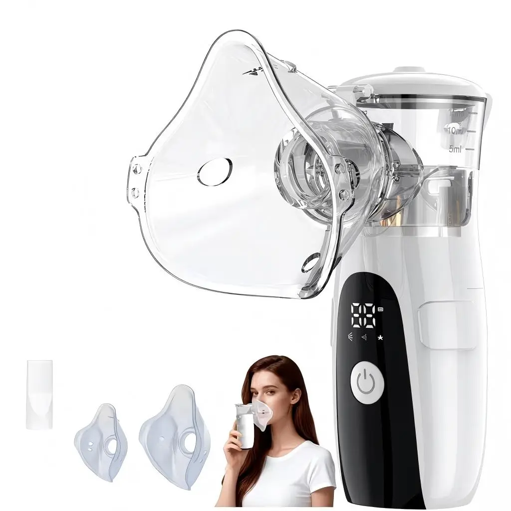 Handheld Nebulizer - Portable Travel Size Unisex Soundwave Mesh Inhaler, Silent Operation, Compact Home/Travel Use, Versatile for Family Use, Easy to Operate (Batteries Not Included), Adults
