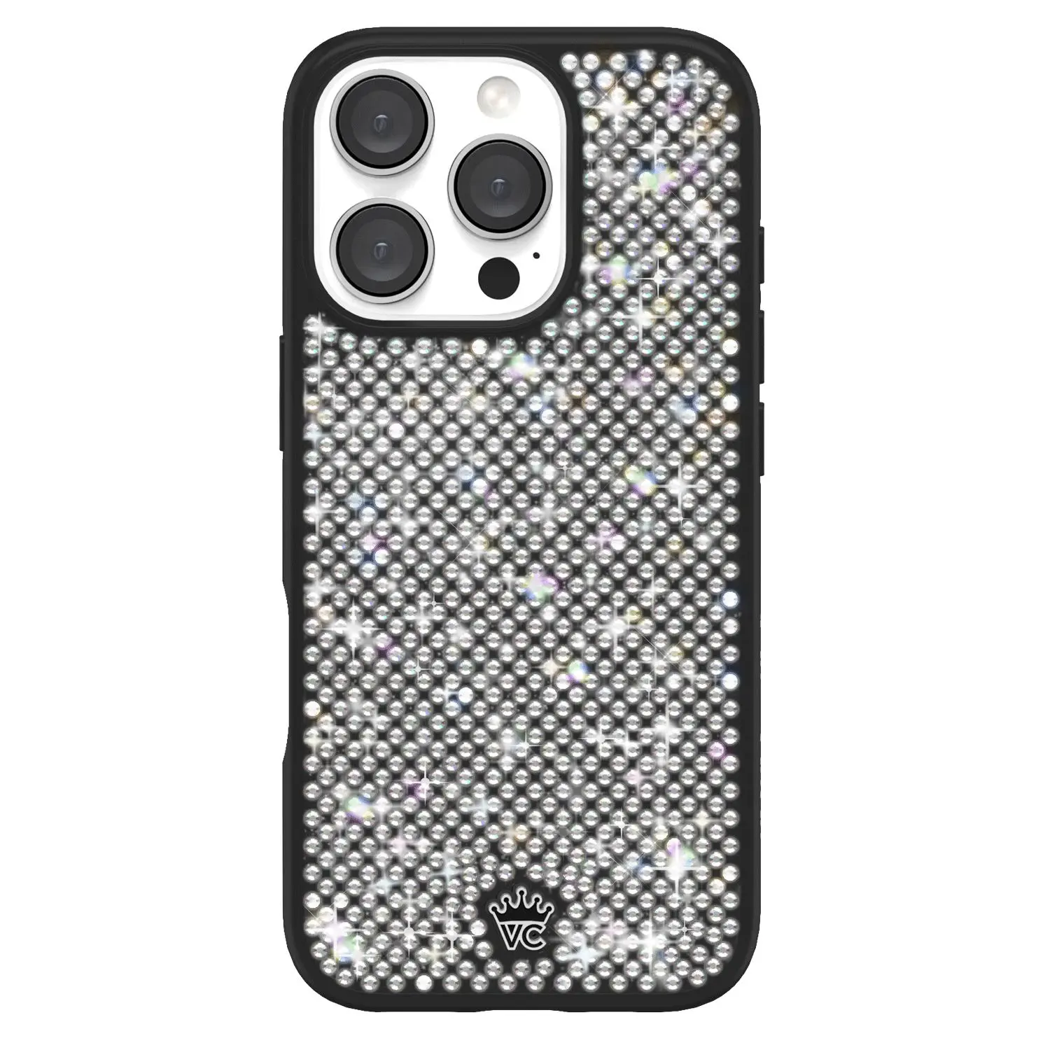 Black Caviar Crystals Smartphone Casing, Handheld Device Protection Case for iPhone