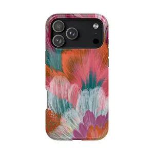 Psychedelic Soundwave Neon Orange Teal Phone Case: iPhone 17 17e 16 15 14 13 12 Pro Max Air | Galaxy S26 | MagSafe Wireless Charging