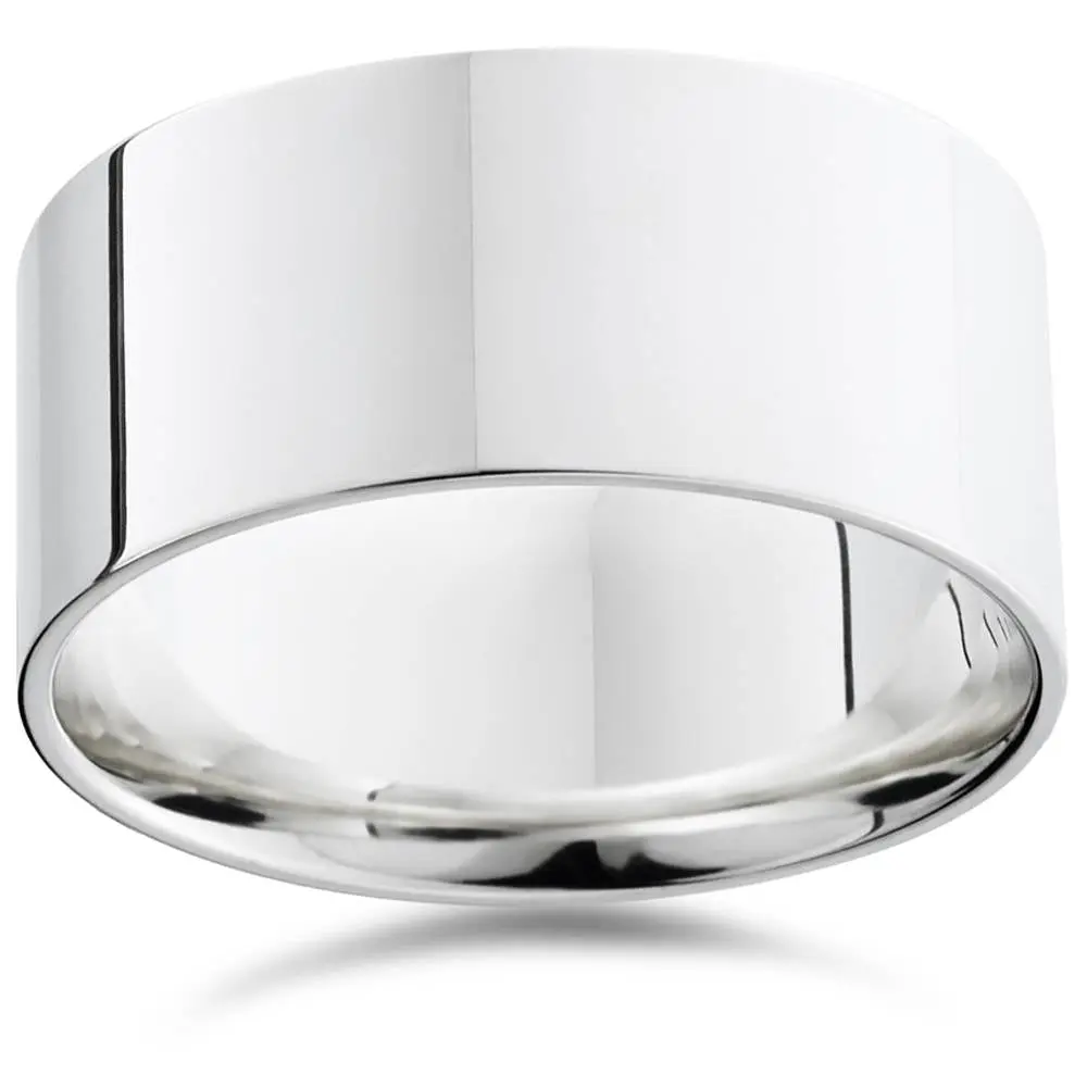 10mm High Polished Flat Wedding Band 950 Platinum