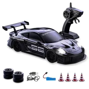 High-Speed Remote Control Drift Car with Lights, Realistic Design, 2.4g Controller, Includes Drifting Wheels, Birthday Gift, Unisex, Drift Rc Car
