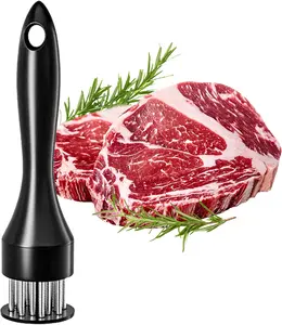 Meat Tenderizer Tool,Stainless Steel Ultra Sharp 21 Pin Tenderizer Tool Kitchen Gadgets for Tenderizing Pork, Beef, Chicken and Cooking Tool Suitable for BBQ, Marinade(Black)