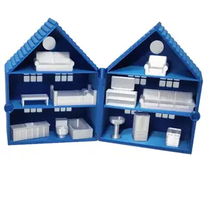 Miniature Home with Miniature Furniture Compact Portable Figurine Multicolor