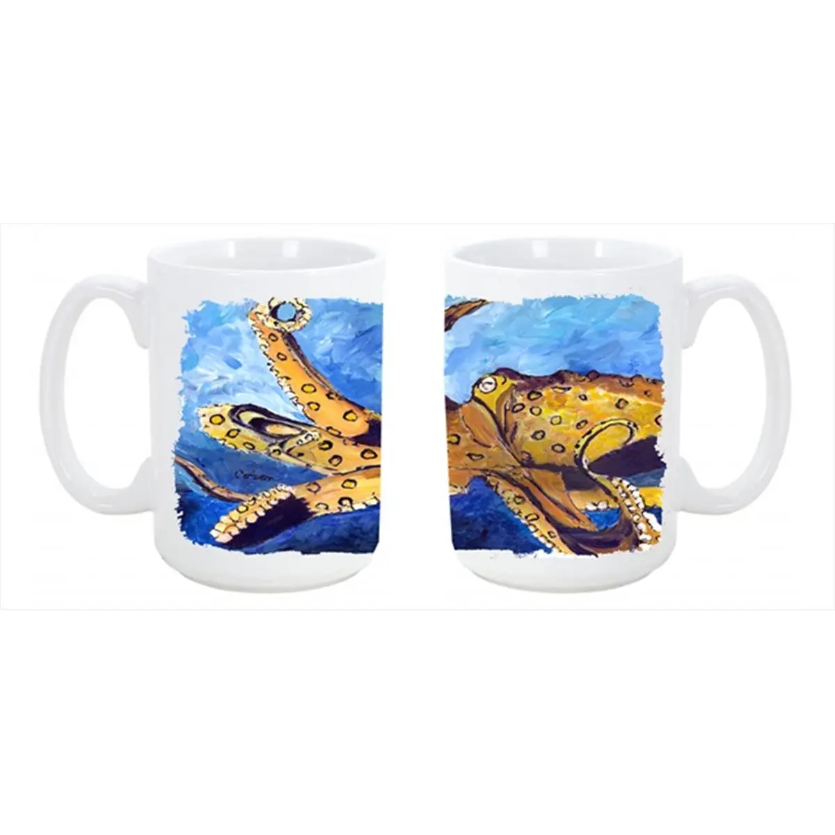 15 oz Octopus Ceramic Coffee Mug - Tea Cup, Dishwasher Safe, Microwavable Kitchen Drinkware