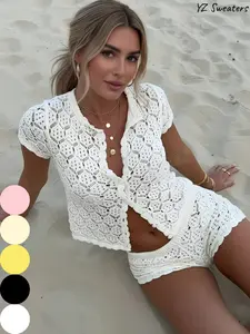 Women's Two-Piece Set, Matching, Casual Summer, Knitted Sweater & Top, Beachwear, Holiday Clothing, Ladies' Fashion Ensemble