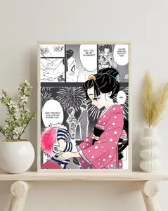 [Sale Off Up To 50%] [Unframe] Hakuji & Koyuki A4 Wall Art Poster, Demon Slayer Anime Print, Akaza Backstory Manga Panel, Unframed Anime Room Decor