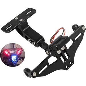 Worldmotop Motorcycle License Plate Bracket Fender Eliminator Kit Universal Replacement for Yamaha Kawasaki Honda Ducati Suzuki BMW Adjustable Light Tail Tidy Holder Mount(black)
