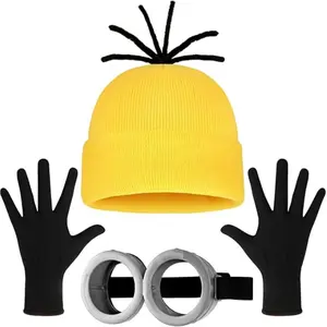 3 Piece Costume Accessories Adult Goggles/Yellow Beanie/Gloves Cosplay Party Set for Women